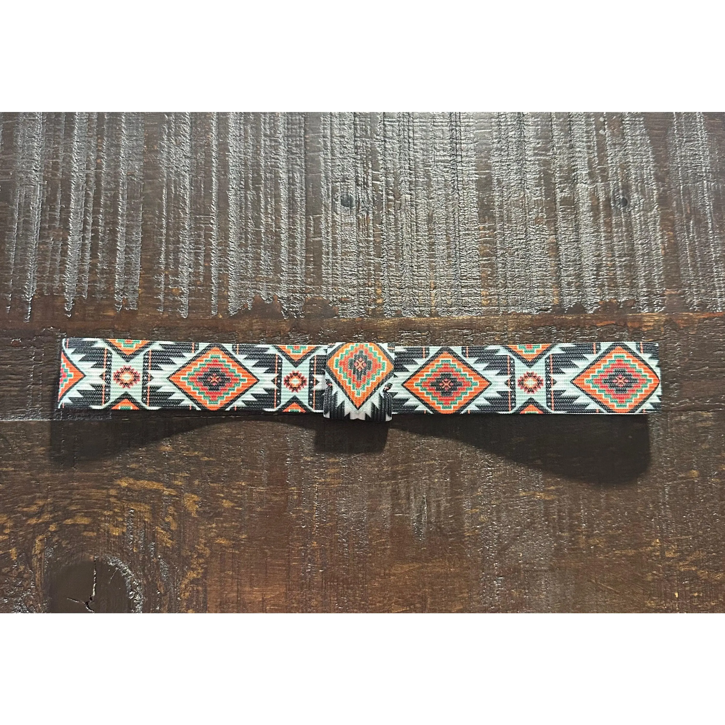 Black, White and Red Elastic Hat Band 1.25 inch