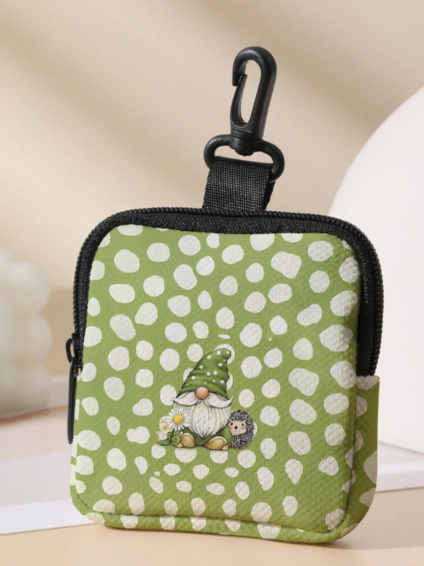 Santa Claus Pattern Printed Coin Wallet, Multifunctional Storage Bag, Durable Polyester, Digital Printing, Key Card Holder, Ideal Gift, Christmas