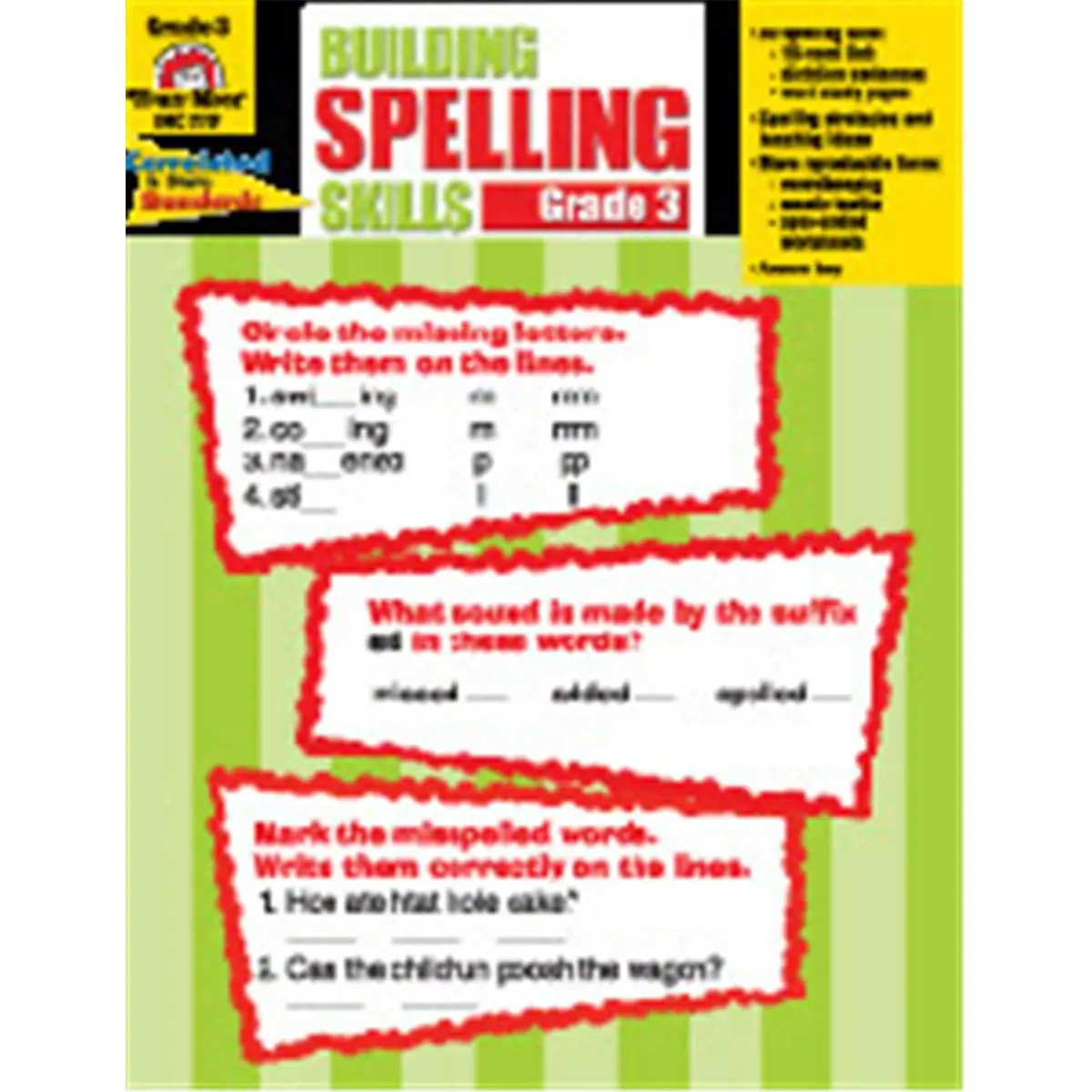 Evan-Moor Small Animal Interactive Learning Toy Series, Gr 3 Spelling Skills Building Books