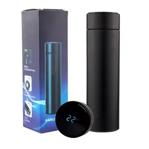 SmartTemp Touch Bottle LED Temperature Display Thermos 17oz - BPA-Free Stainless Steel, 24-Hour Cold, 12-Hour Hot, Leak-Proof, Travel & Gym Essential - Drink, Drinkware