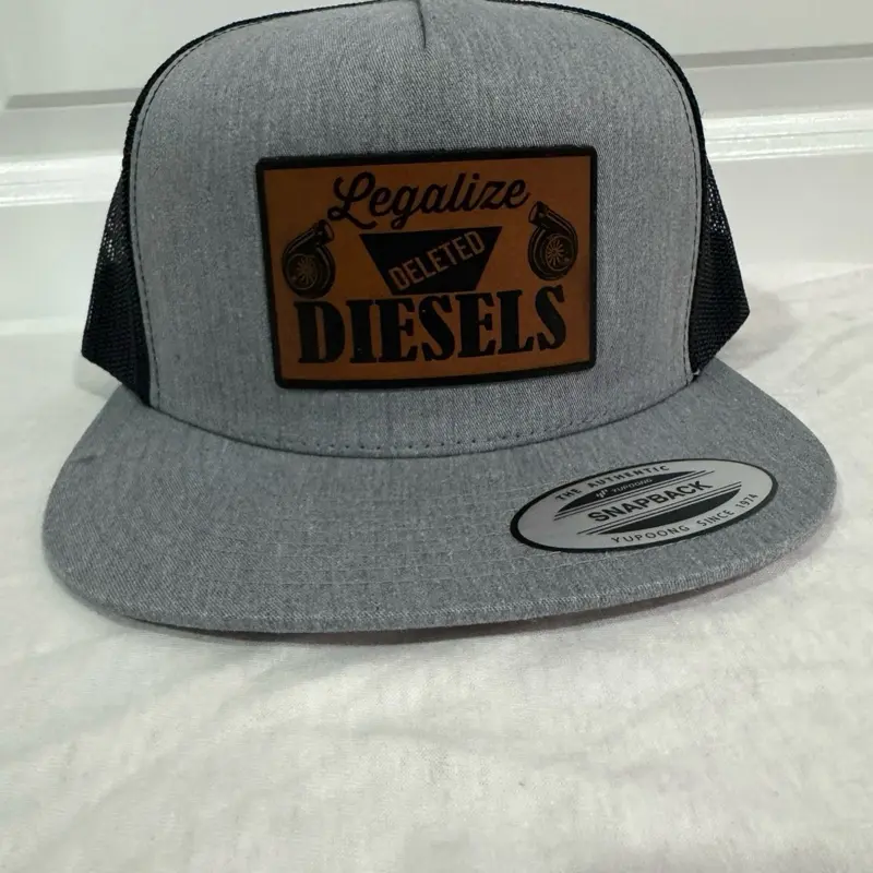 Deleted Diesel Custom Hat - YP Classics Flat Brim with Premium Leather Patch - Durable Structured Fit - Adjustable Snapback - Perfect for Shop Work & Weekend Roll