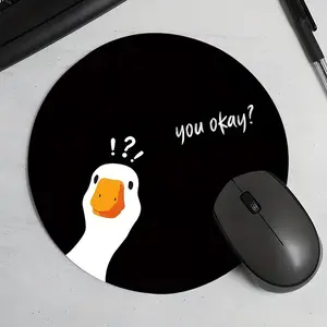 Funny Duck Pattern Mouse Pad, Round Mouse Pad with Non-slip Rubber Base, Decorative Mouse Mat for Gaming and Office, Non Slip Mousepad
