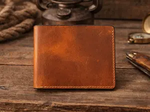 Full Grain Premium Leather Bifold Wallet for Men – Slim Minimalist Genuine Leather Wallet with Dual Cash Compartments