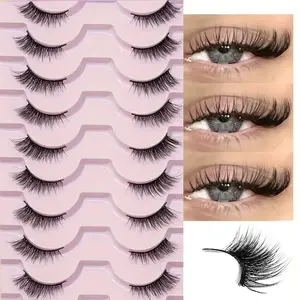 10 Pairs Half Eye Lashes, Thick Fluffy Cat Eye Faux Mink False Eyelashes, Short and Long Volume Lashes, Enhance Your Look Instantly, Diy False Eyelashes, Diy Dramatic Lashes