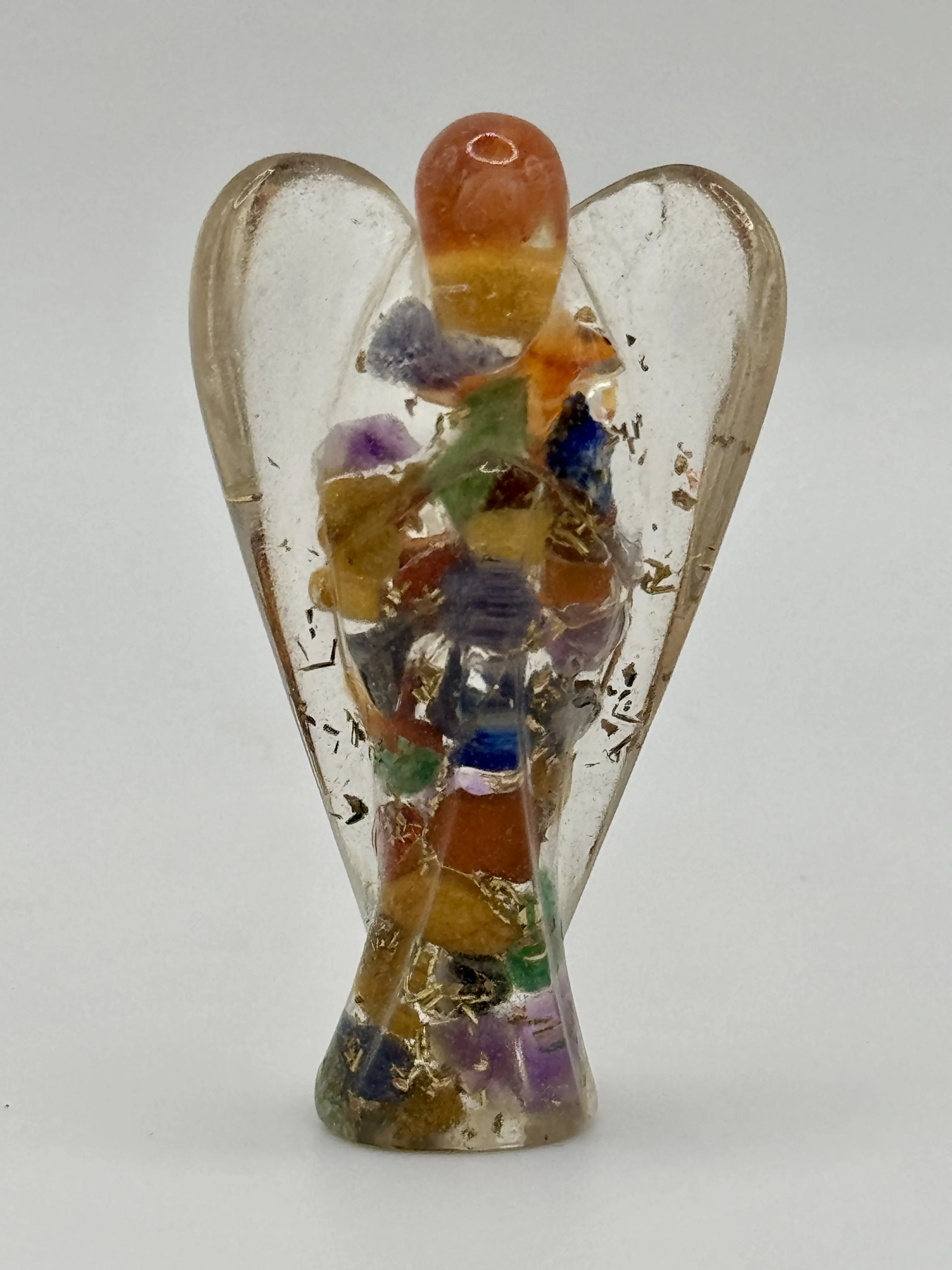 Handmade Multi-Crystal Orgone Angel | Full-Spectrum Chakra Intention Decor for Altar
