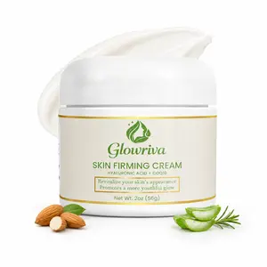 Glowriva Skin Firming Cream with DMAE, Hyaluronic Acid & CoQ10, Face Neck Jawline Moisturizer for Toned Youthful Glow, 2oz