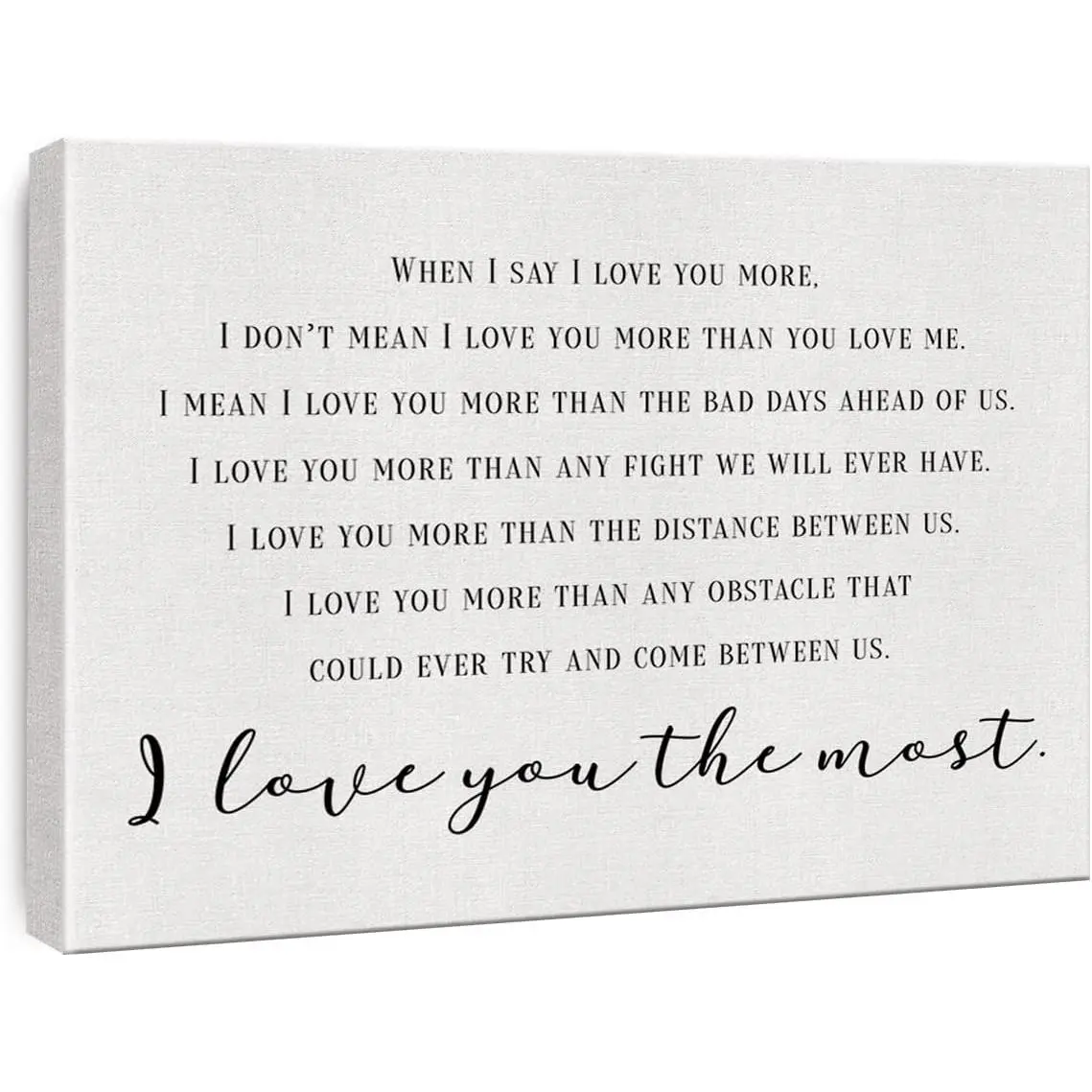 Luxury wall artBedroom Canvas Wall Art When I Say I Love You More Romantic Quote Print Marriage Painting Artwork Ready to Hang Home Wall Decor Wedding Gift Decoration Poster Photo Ornaments Artistic Sh10