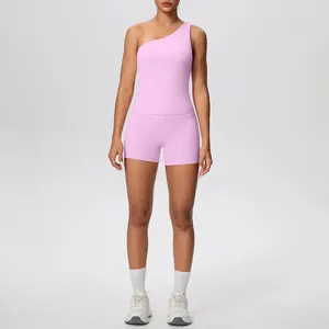 Gym Set - Sport Leggings Shorts Breathable Hip-lifting Backless Single Shoulder Bra