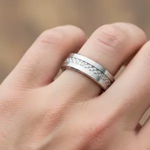 Gray Carbon Fiber Ring Men's Tungsten Wedding Band Unisex Promise Ring Women's Band 6mm Tungsten Engagement Ring Anniversary Ring Womens Silver Tungsten Ring