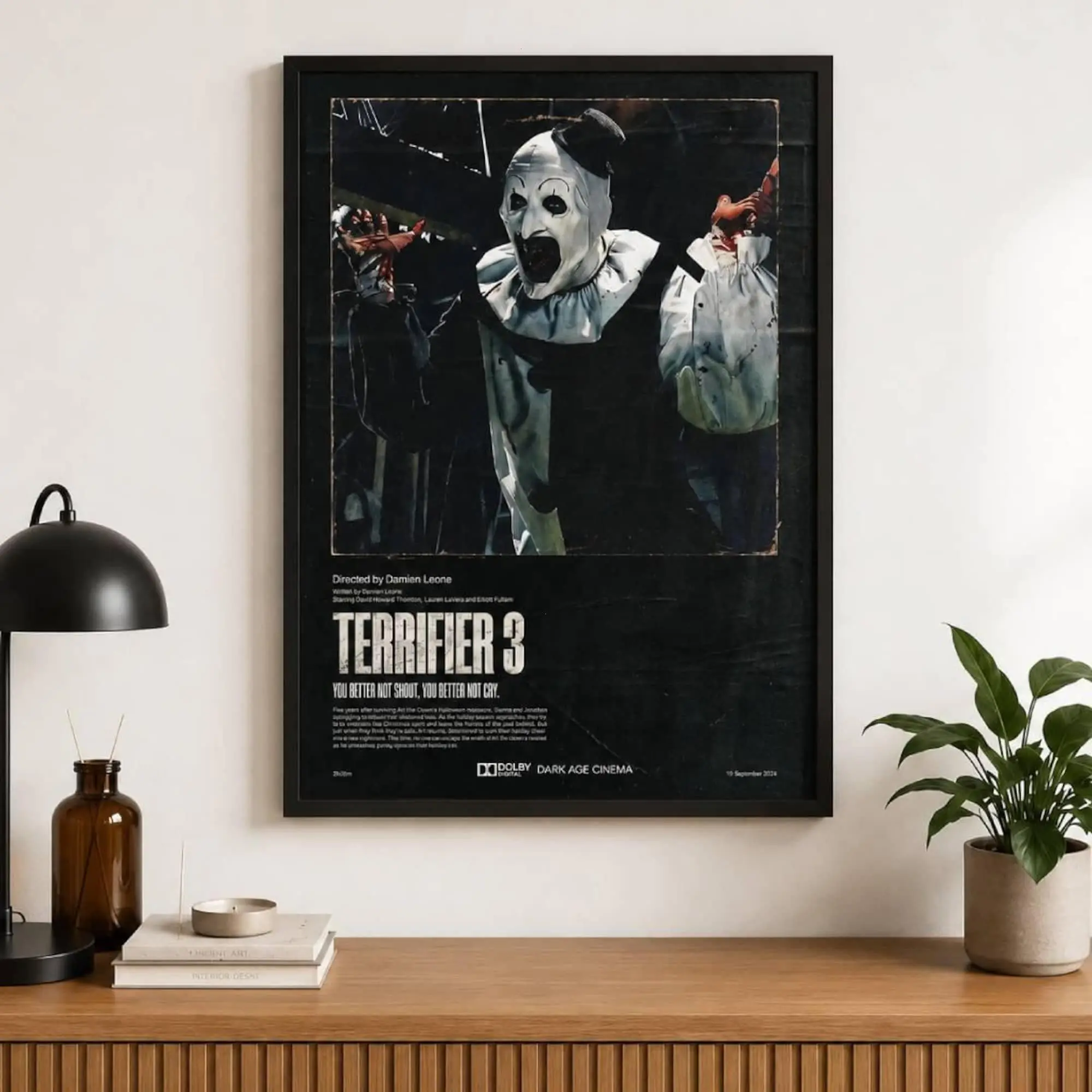 Terrifier 3 Poster, Art the Clown Horror Wall Art, Slasher Movie Print, Dark Halloween Decor, Scary Movie Fan Gift