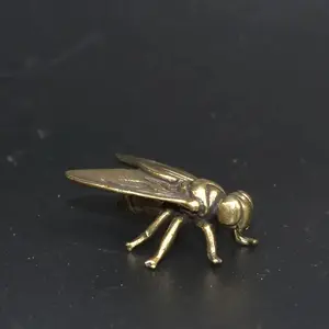 Antique Brass Housefly Sculpture, Handmade Metal Art Decorative Figurine, Unique Home Decoration Ornaments, No Power Required Tabletop Display, Antique Collectibles