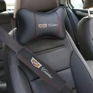 PU Leather Car Seat Head Neck Rest Cushion, Comfortable Headrest Pillow for Cadillac Models, Ideal for Extended Driving