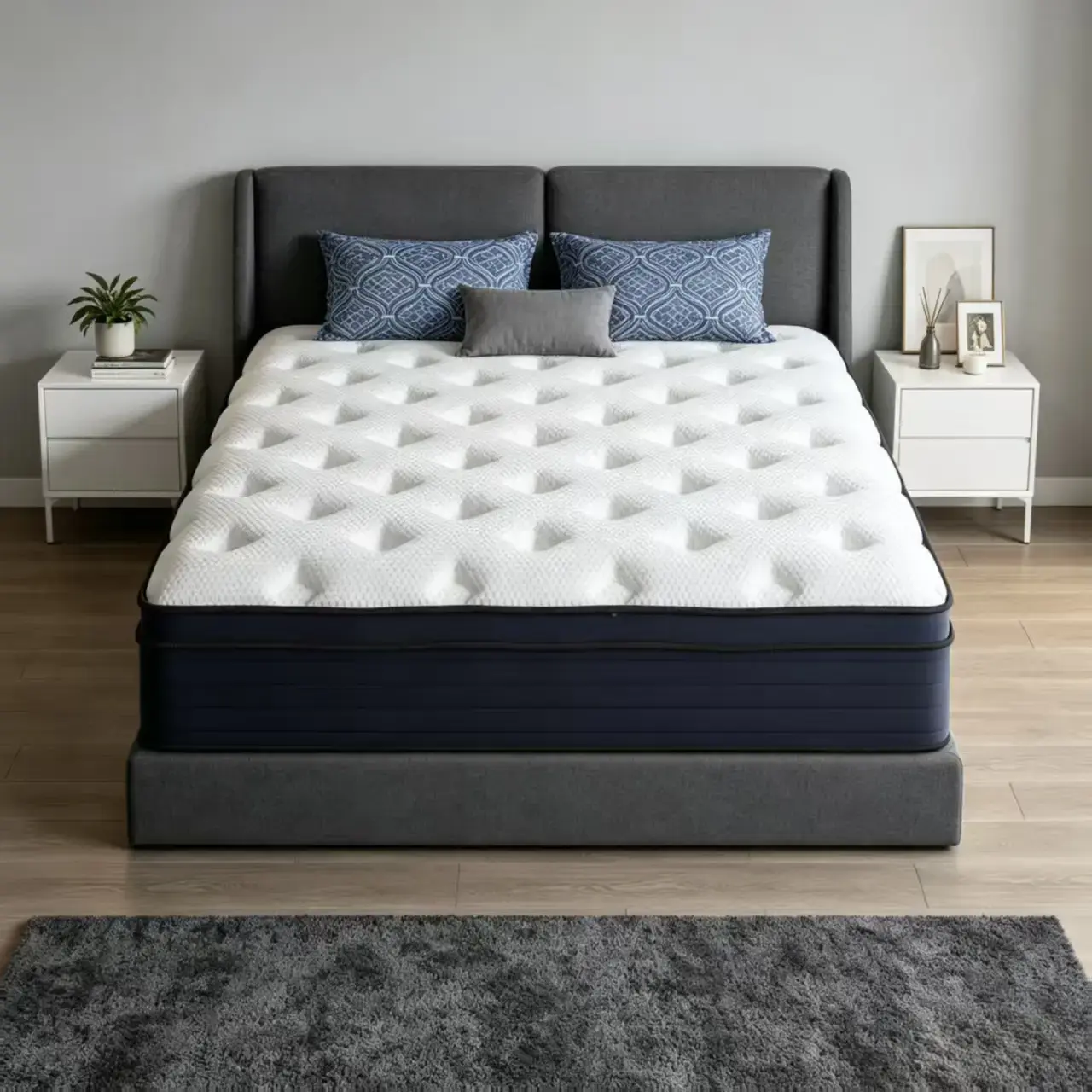 Hybrid Double Coil 5-Layer Foldable Mattress - 12/14 in Ergonomic Independent Pocket Spring, Memory Foam, Neck Support, Anti-Bacterial, Low Motion Transfer Bed in a Box for Adults, Bedroom Use (Full/Queen/King Size)