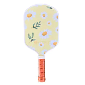 Picklefab Daisies Pickle Ball Paddle 8oz Lightweight 16mm Core 16.5" Elongated Length Floral Textured Racket for Women Perfect Gift for Female Pickleball Enthusiasts