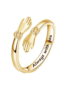 Couple Fashion Letter Design Rhinestone Inlaid Copper Ring, Wedding Engagement Party Jewelry for Women & Girls, Exquisite Jewelry for Gift, Fashion Promise Ring, Unique Rings, Alphabet Design Ring, Beautiful Rings