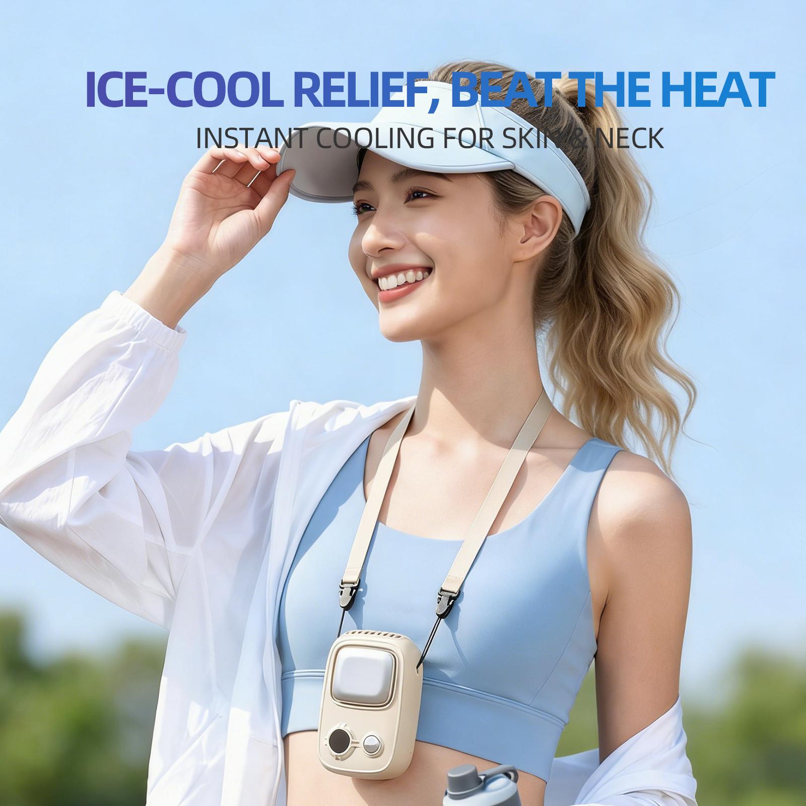 KOEPOKV Car Clip On Fan with LED Display -360° Rotation, Three Speeds Adjustable, USB Rechargeable Personal Cooling Fan, Semi-Cooling Wide Clamp 16Hr Battery 4000mAh Battery