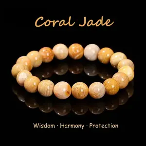 Coral Jade Natural Crystal Bead Bracelet，Fashionable And Elegant, Unisex, Suitable For Various Occasions, Crystal Bracelets Jewelry