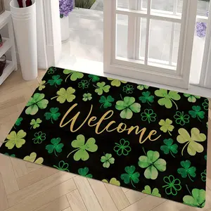 St. Patrick's Day Welcome Door Mat - Non-Slip Backing, Entry Mat with Welcome Message - All-Purpose Indoor/Outdoor Floor Mat for Front Door, Kitchen, Patio - Machine Washable Polyester Mat - Perfect for St. Patrick's, Holidays - Lucky Home Decor Gift