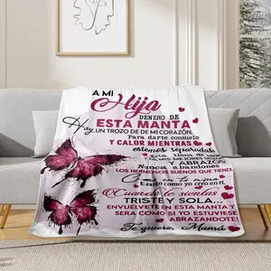 Daughter Blanket from Mama&Papa, Valentine's Day gift for daughter, Daughters Gifts, Gift for Daughters Birthday, Graduation, Christmas, Pink Butterfly Throw Blanket,Daughter's birthday
