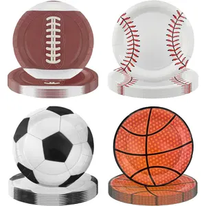 48PCS Sports Birthday Party Decorations 7" Sports Party Plates Disposable Sports Paper Plates Baseball Basketball Soccer Football Plates for Boys Adults Birthday Party Decorations