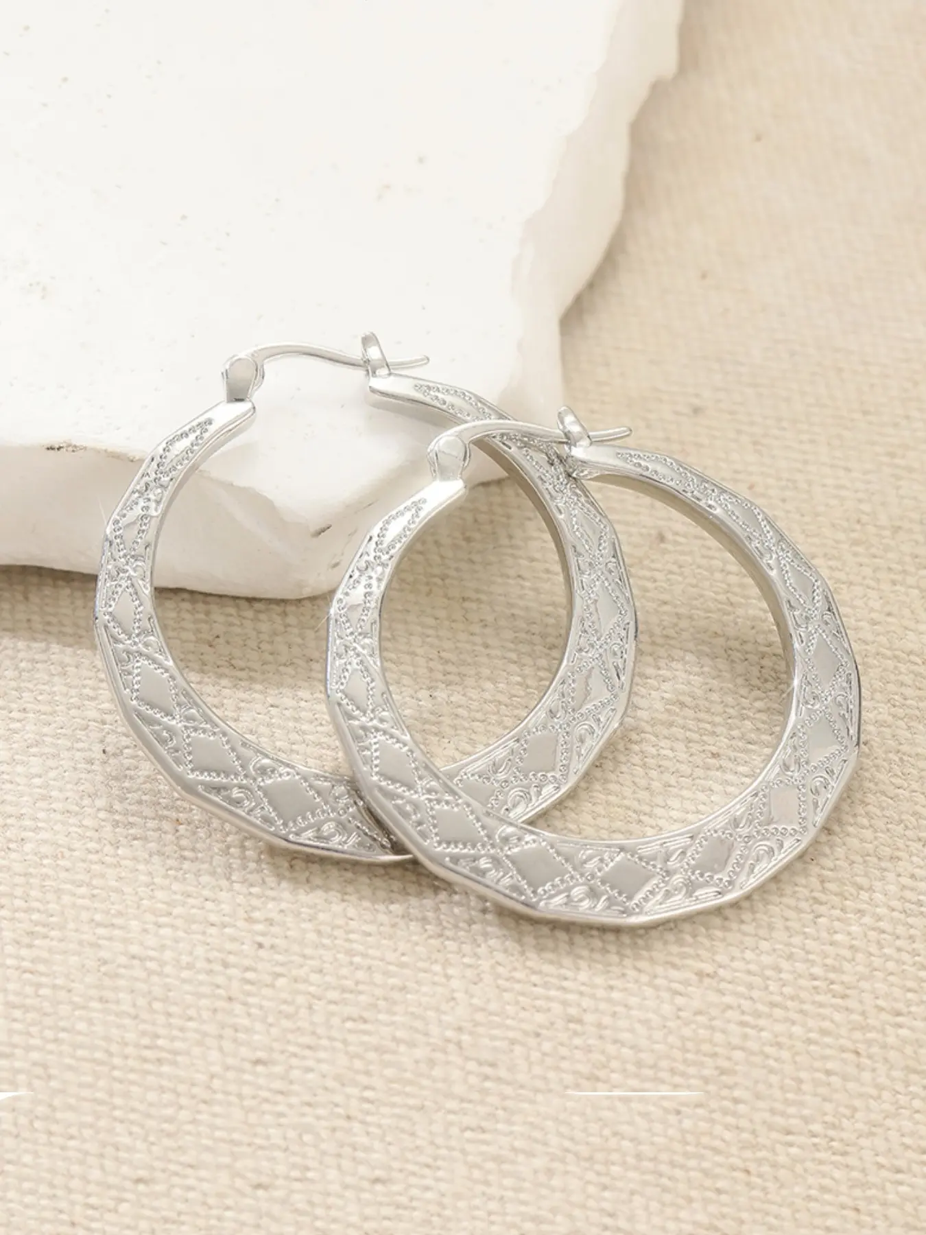 Classic Simple Silver Earrings, Line Design, Dainty Lightweight Hoops, Multifunctional Jewelry for Women, Trendy Jewellery Accessories, Perfect Gift Choice, All Seasons Wear
