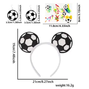 2026 US-Canada-Mexico World Cup Fan Supplies Headband Earrings Tattoo Stickers Three-piece Football Cheering Props