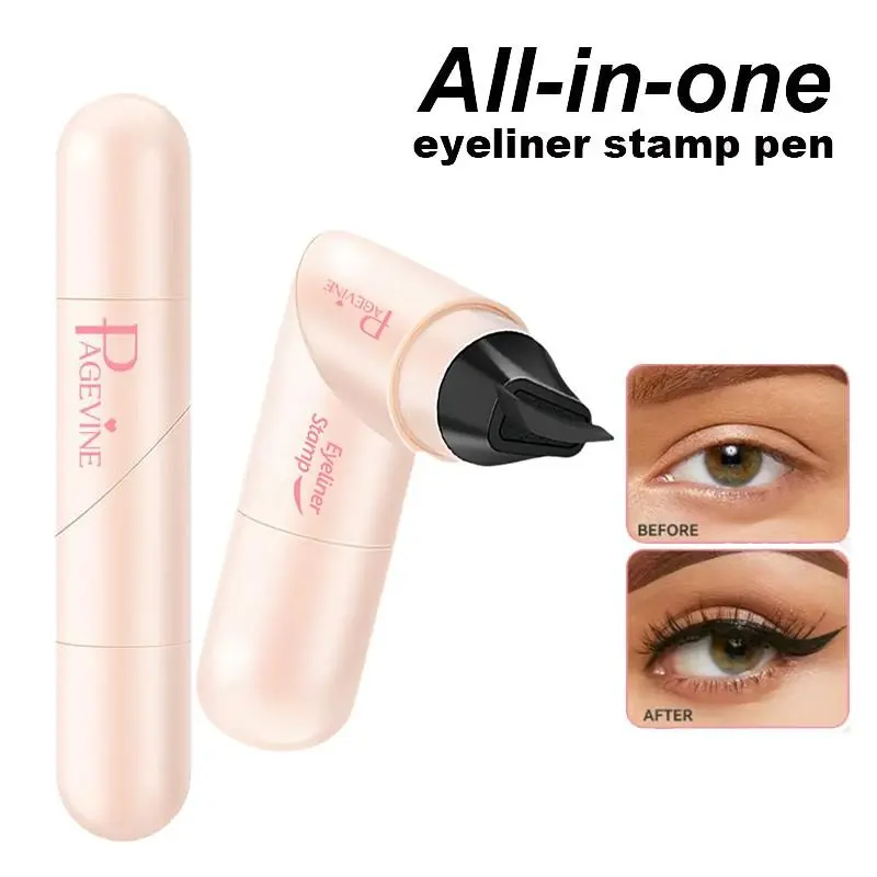 Dual-Tipped Rotating Eyeliner Stamp & Pen - Quick-Dry, Waterproof, Smudge-Proof, Long-Lasting Black Pigment Liquid Liner for Effortless Winged Eye Makeup Cosmetics, Waterproof Eyeliner, Smudge Proof Eyeliner