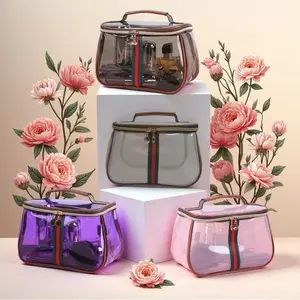 Large Capacity Makeup Bag, 1 Count Waterproof Transparent Travel Organizer, Cosmetic Storage Bag for Toiletries & Cosmetics