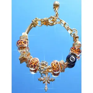 1pc Women's Adjustable Bracelet Set With Pool Ball, Star, Cross Charms, Leopard Print & Time Charms charm  bracelets charm  bracelet