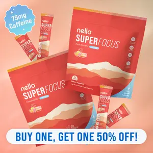 Nello Superfocus Travel Packets Bundle (2-Pack): Nootropic Drink Mix with Lion’s Mane, Rhodiola & Alpha-GPC – Supports Memory, Brain Health & Mental Stamina, Enhances Clarity & Sharpness, Helps Fight Brain Fog