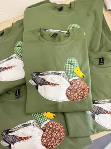 Faux Patchwork Mallard Duck Sweatshirt, Military Green