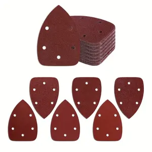 20pcs 5-Hole Self-Adhesive Triangular Sanding Discs, 100x140x140mm Alumina Abrasive Pads, 60-320grit for Wood Polishing, Furniture Prep