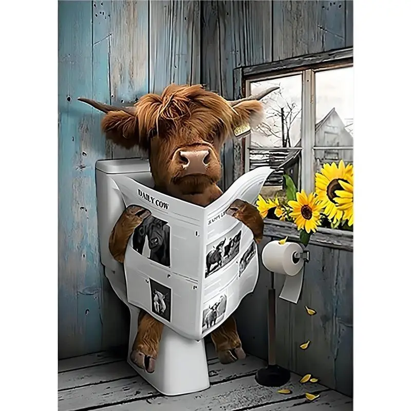 Cow Pattern DIY Diamond Arts Painting Without Frame, DIY Decorative Art Picture For Beginner, DIY Home Decor