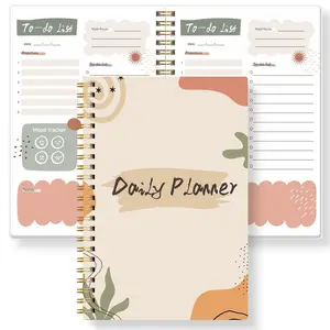 Aesthetic Daily Planner Notebook with To-Do List & Mood Tracker, Spiral Bound Planner Productivity Journal for Organization, Focus & Stress Relief