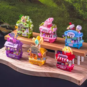 Moc Mini Commercial Street Building Block Set, Building Blocks Model, Shop Snack Series, Includes Coffee Shop, Ice Cream Shop, Popcorn Shop, Home Decor Gift