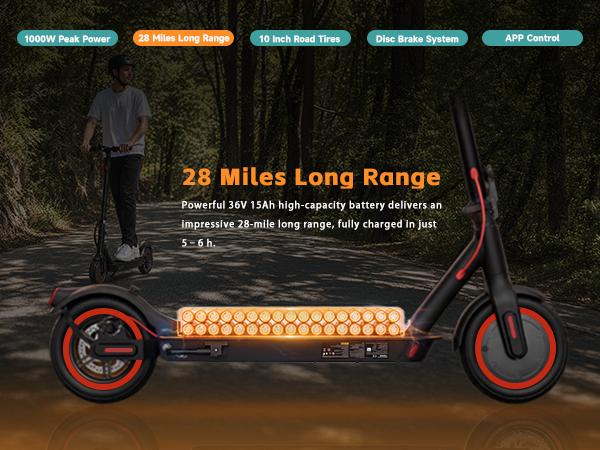 Unisex Electric Ride On Scooter - 1200W/1000W Motor, 6/12/18/28 MPH Top Speed, 10'' Tires, 28 Mi Range, APP Control, Portable Commuter/Commuting/Sport Scooters for Teens & Adults, Commuting Scooter