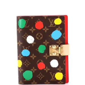 Pre-owned Louis Vuitton Canvas Coated Small Leather Goods Paul Notebook Cover Yayoi Kusama Painted Dots Monogram Canvas by Rebag