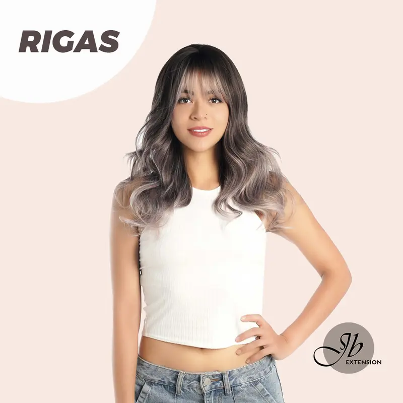 JBEXTENSION 20 Inches Shatush Purple Body Wave Wig With Bangs RIGAS