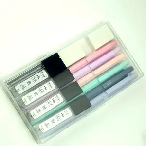 Mechanical Pencils Set 0.5mm & 0.7mm, 6 Pack with Lead Refills & Eraser, Triangular Grip, - Barrel, Pastel Colors for Writing Drafting & Sketching