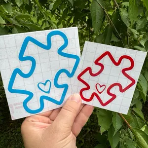 Autism Awareness Puzzle Heart Universal Car Sticker, Easy-Apply Vinyl Waterproof Decals, Multi-Size, Multi-Color for Smooth Surfaces, Suitable for Trucks and Windshields