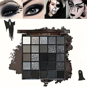 25 Color Black Swan Eyeshadow Palette | Halloween Skull Gothic Matte Glitter Eyeshadows | Dark Style Stage Special Effect Makeup Palette