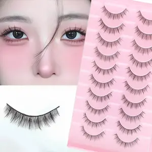 Affordable Super Natural False Eyelashes, Japanese Nude Makeup Long Straight Strip Lashes, Hard Stem Korean Style Small Devil