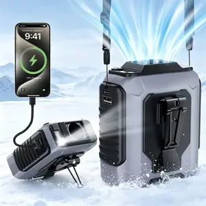 3600mAh Portable Waist Clip Fan, Power Bank Function, 5 Speed Adjustable Wearable Fan. Rechargeable Hands-Free, Waist/Neck/Desktop Use. Built-in Flashlight & SOS Emergency Light, Great for Outdoor,Summer Essentials Gifts for Men Dad Husband
