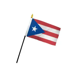 Puerto Rico National 4x6in Plastic Stick Flag - Bright Print, Stitched Edge, Polyester Flag, Parade Ready, Desk Display, Festive & Party Supplies Backdrop Accessory