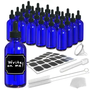 Nevlers 4 Oz Leakproof Blue Glass Dropper Bottles (Pack of 24)