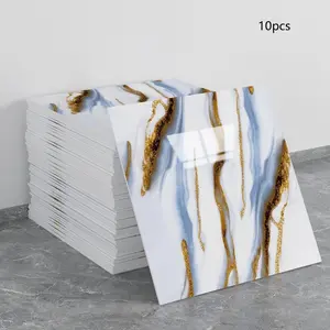 10pcs Self-Adhesive Waterproof Marble Pattern Wallpaper, Easy Clean and Cut, Suitable for Bathroom and Bedroom, Foam Wall Tiles, Waterproof Wallpaper Film
