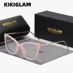 KIKIGLAM Unisex Superior Craftsmanship Fashionable Trendy Cat-eye Frame plano Glasses, Plano lenses