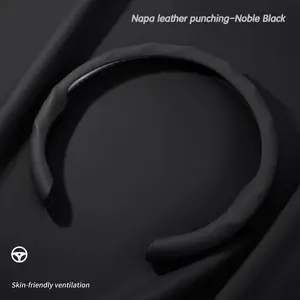 New Nappa leather steering wheel cover, fast turning, breathable and anti slip perforated design, easy installation, all-season universal fit , suitable for outdoor leisure, suitable for both men and women