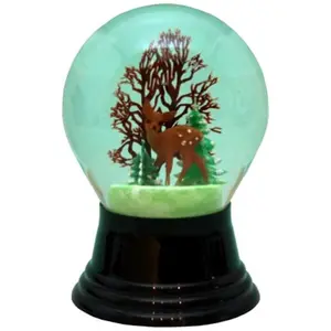 212 MAIN 80mm Perzy Snowglobe - Medium Deer Ornament, Christmas Forest Scene, Miniature Christmas Decor, Home & Festive Decoration