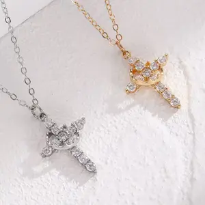 Crown Cross Necklace Unisex Openwork Design Hypoallergenic Fade Resistant Perfect Gift for Birthdays Holidays Mother's Day